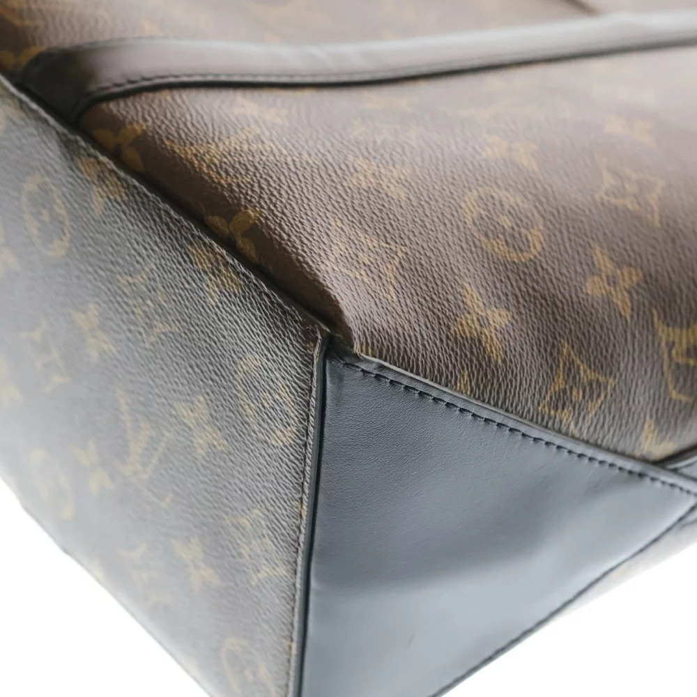 LOUIS VUITTON Macassar Brown Weekend Tote Bag Handbag Black Brown - Picture 6 of 6